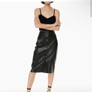 Aritzia Wilfred Manor Elegant Black Button-Down Skirt
